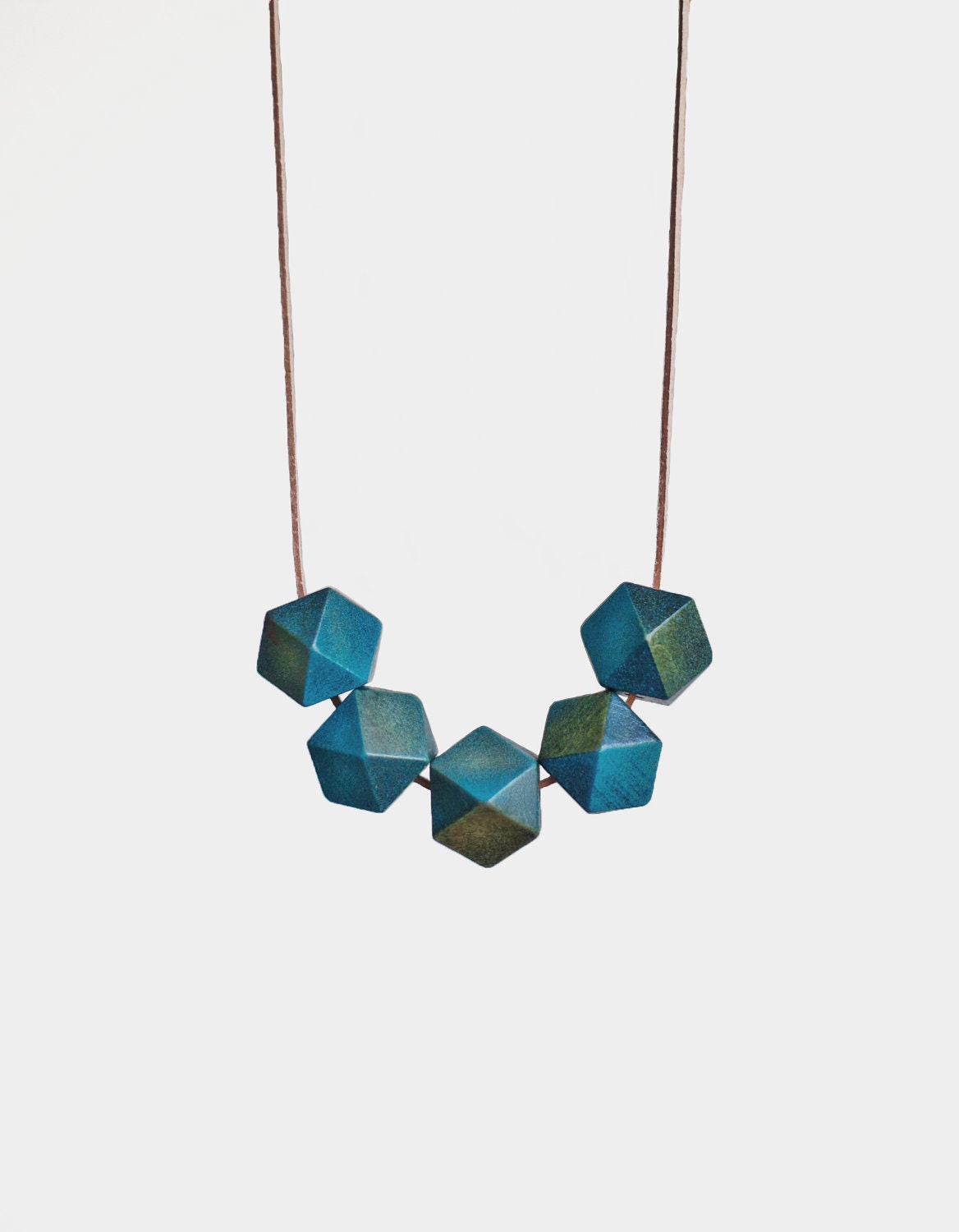 Wooden Boho Necklace / Mint Moss Necklace / Tribal Necklace