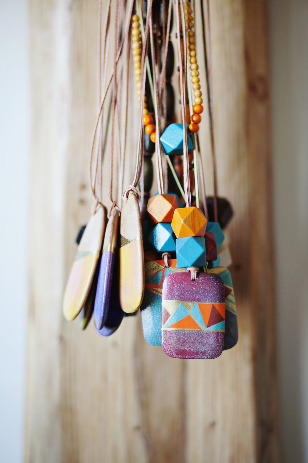 Geometric Necklace / Boho Necklace / Wooden Necklace / Tribal Necklace