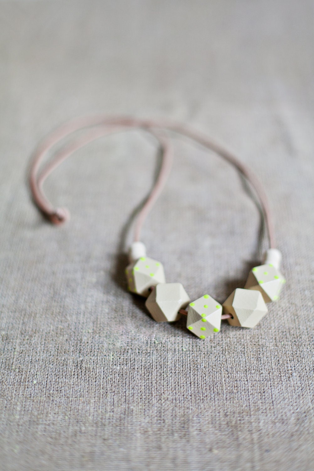 Wooden Boho Necklace / Beige - Neon Necklace / Tribal Necklace