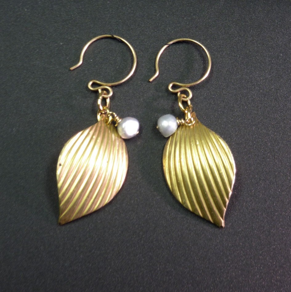 Brass Leaf Earrings