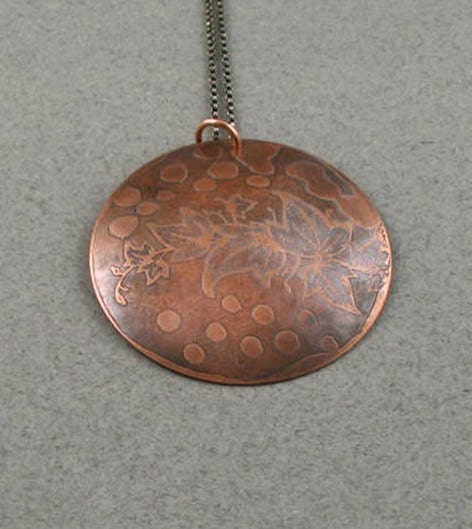 Etched Copper Leaf Pendant