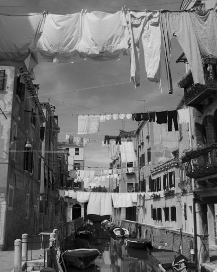 Laundry Day in Venice Black and White Fine art Print
