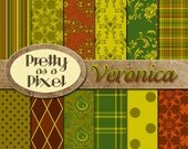 Veronica - Digital Paper Pack - Scrapbooking Backgrounds - 12 x 12 - Set of 12