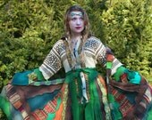 Custom Upcycled Sweater Coat with a Medieval Liripipe Hood and Bell Sleeves by SnugglePants- An Earth Without Maps
