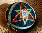home decor fiber art embroidery Four Tops Temari Large