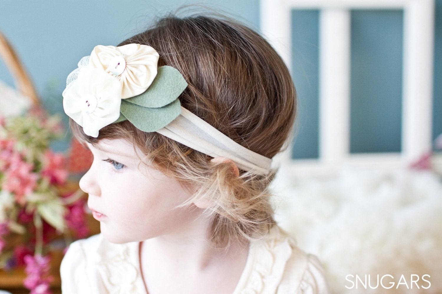 Classy Silk Poppies snugars HEADBAND hat cap hair band head wrap newborn infant toddler girls