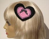 Glitter Heart PINK OR GREEN Hair Clip Goth Kawaii Pin Up Rockabilly