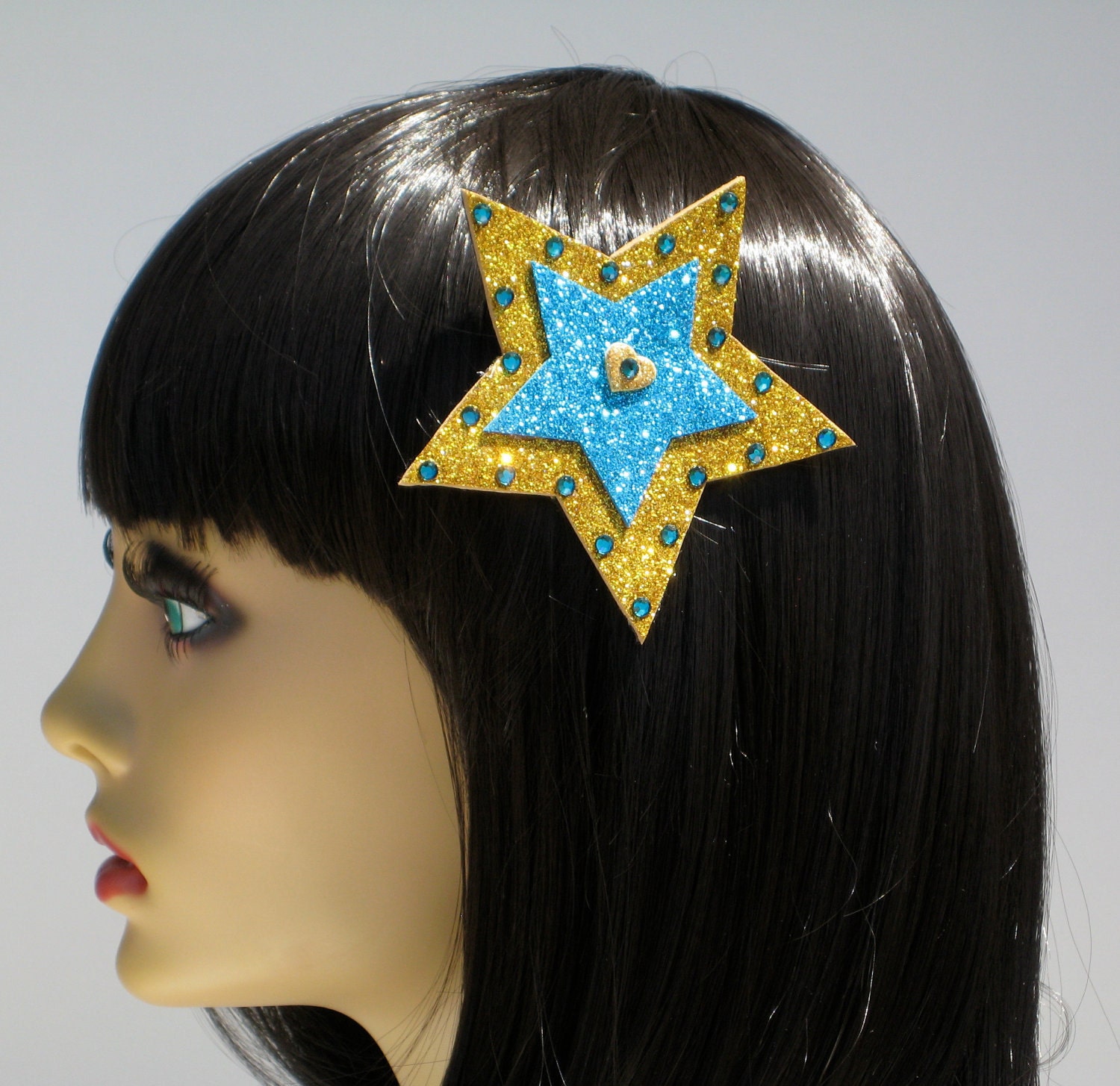 Gold Star Hair Clip Swarovski Rockabilly Pin Up