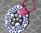 Kawaii Skull Pendant Necklace Rockabilly Pin Up One Of A Kind