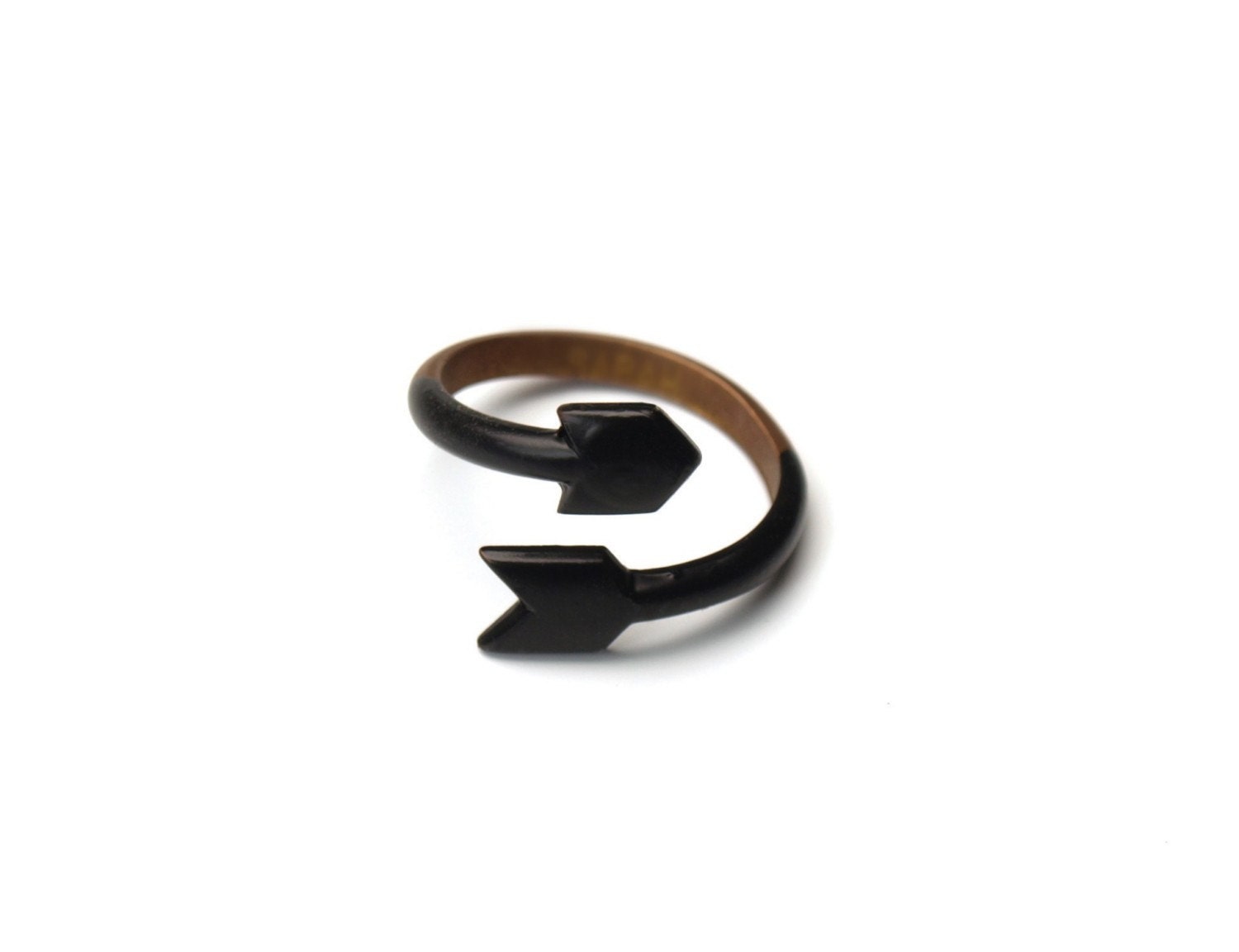 ARROW RING - Copper and dipped enamel -  Black