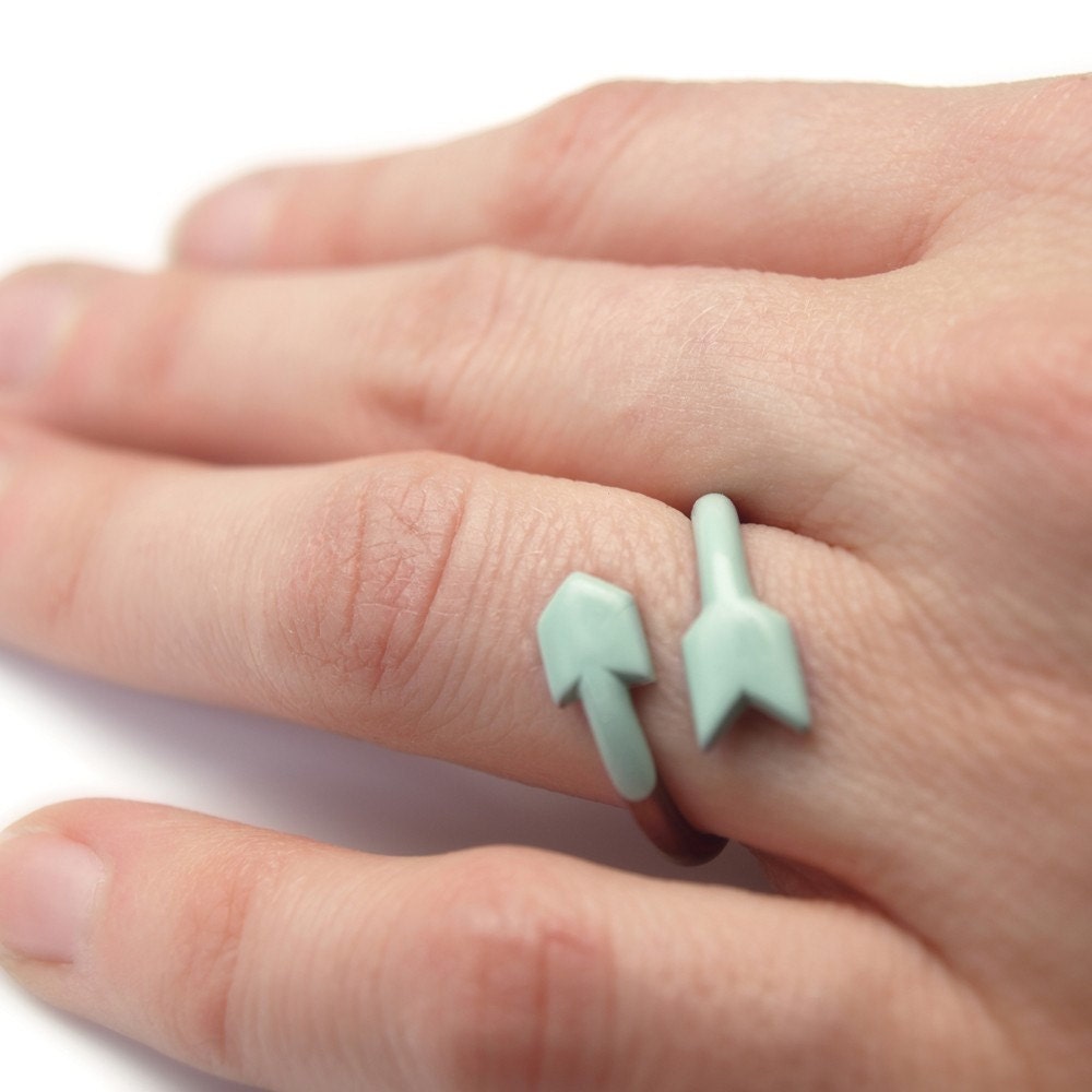 ARROW RING - Copper and dipped rubber - SEAFOAM