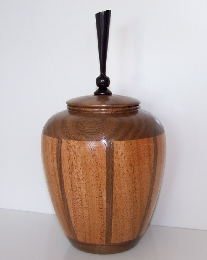 Walnut and Palo Chino Wooden Vase with Lid 576 by woodbeginnings