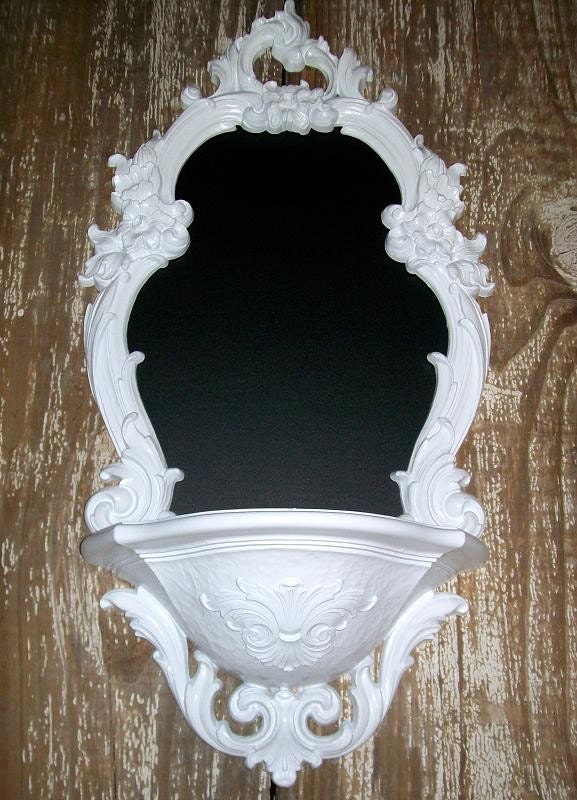 WHITE CHALKBOARD-Baroque Ornate Vintage Framed Chalkboard-Wall Mirror & Shelf-ANY Color or White-Revived Vintage-For Home-Nursery Room Decor