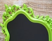 READY TO SHIP-Ornate Framed Chalkboard-Ornate Baroque Vintage Frame Wall Mirror-Lime Green Weddings Nursery Kitchen Chalkboard Any Color