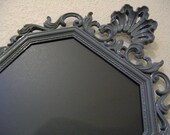 Magnetic Chalkboard-Grey-Gray-'2 in 1' Baroque Vintage Frame Chalkboard & Ornate Vintage Wall Mirror-Nursery-Kitchen-Wedding-Menu Board-Sign