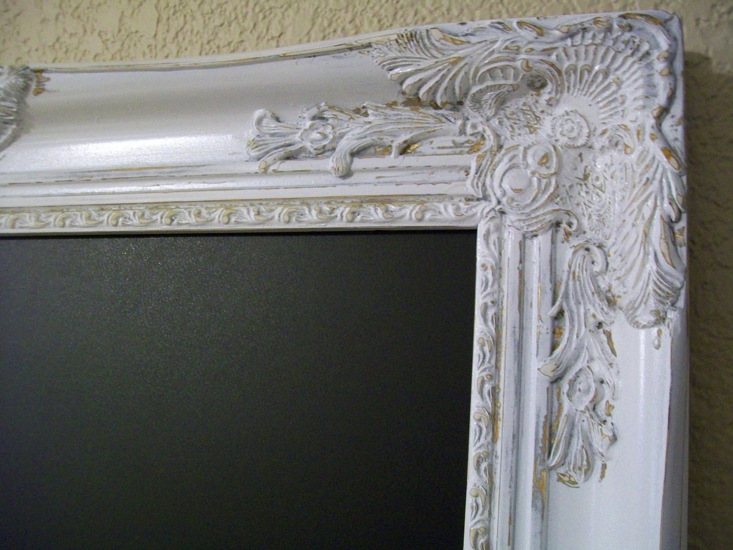 FRAMED CHALKBOARD Shabby Chic Frames-Weddings-Restaurant-Kitchen-Menu-Signs-Large White Ornate Vintage Frame Chalkboard-Magnetic Chalkboard