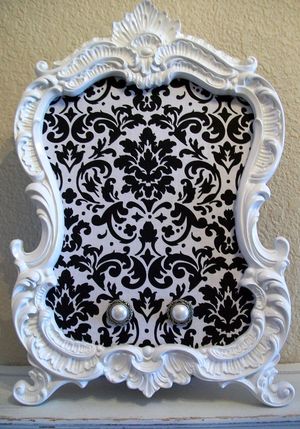 8x10 Baroque Ornate Vintage Picture Frame-Photo Frame-Black and White Damask Fabric-Chalkboard-White-AnY Color-Shabby Chic-Nursery-Mirror
