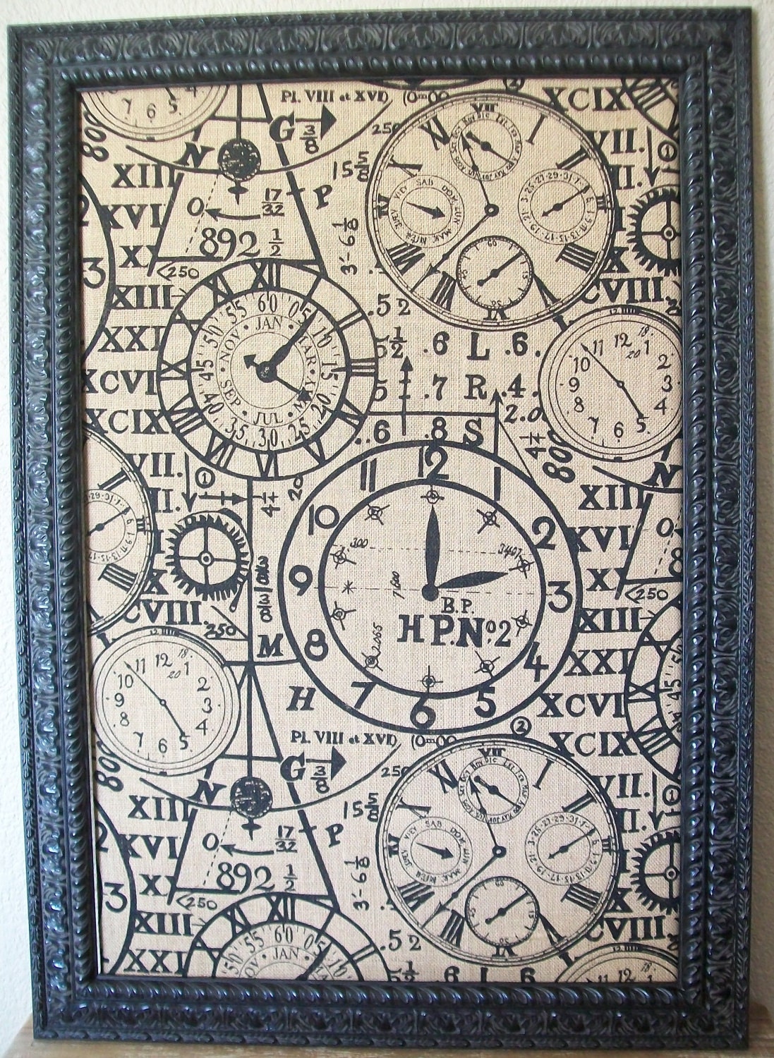 FRAMED MAGNET BOARD-Framed Bulletin Board-Cork Board-Clocks-Magnetic Memo Board 42x30 Xtra Lg Black Frame Memo Board-Burlap-Gifts for Dad