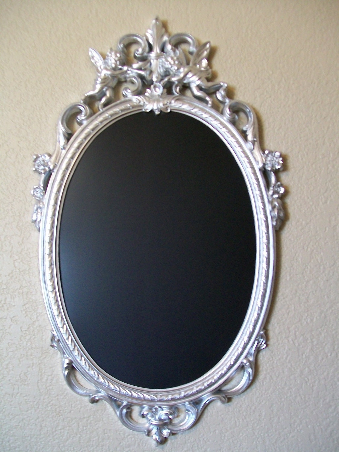 ANGELS-CHERUBS-LOVE-Romantic Ornate Decorative Vintage Framed Wall Mirror Chalkboard-Magnetic Chalkboard-Silver-Pewter-AnY Color