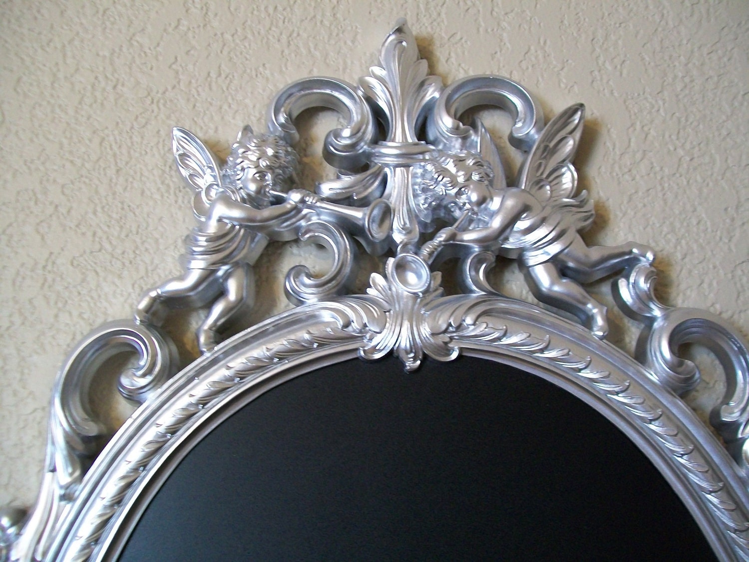 ANGELS-CHERUBS-LOVE-Romantic Ornate Decorative Vintage Framed Wall Mirror Chalkboard-Magnetic Chalkboard-Silver-Pewter-AnY Color