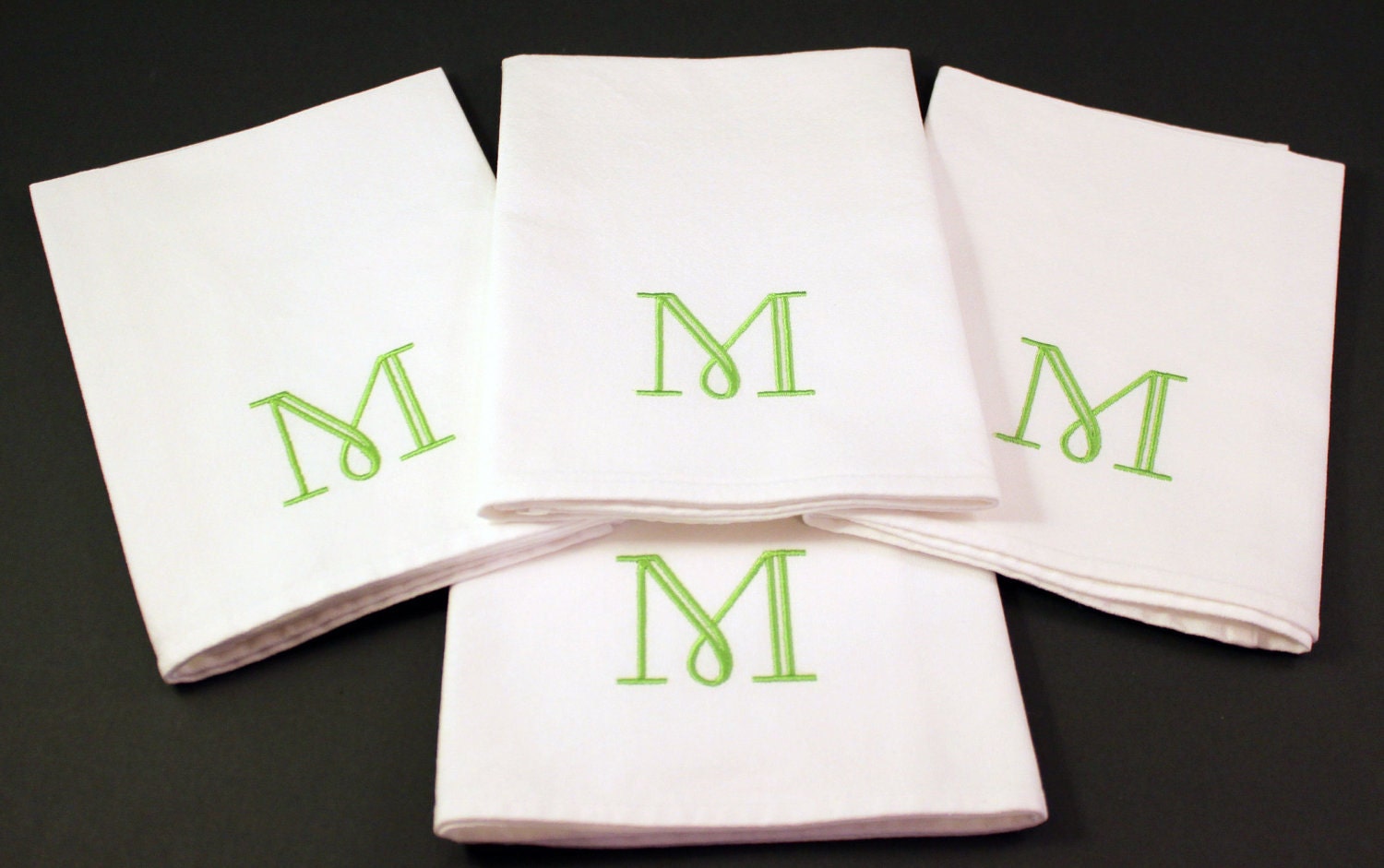 Single Initial Monogram Embroidered Cotton Napkins