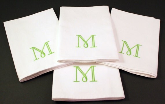 Single Initial Monogram Embroidered Cotton Napkins