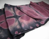 Hand Dyed Stone Washed Silk Scarf, 16.5 mm, Wine and Black