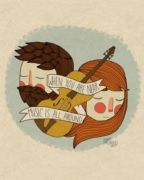Music Is All Around - 8 x 10 Illustration Print