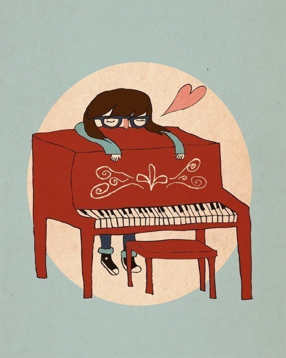 I Love My Piano - 8 x 10 - Illustration Print