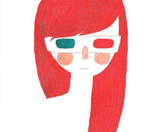 3-D - 8 x 10 Illustration Print