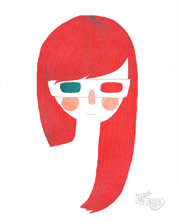 3-D - 8 x 10 Illustration Print