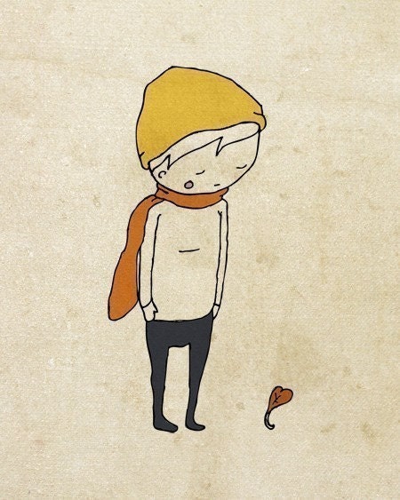 Autumn Boy - Pen and Ink Illustration - 8 x 10 -Print