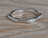 Sterling Silver Water Ring with Three Moissanites
