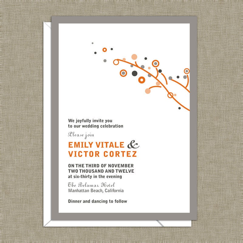 Retro Branch Wedding Invitations