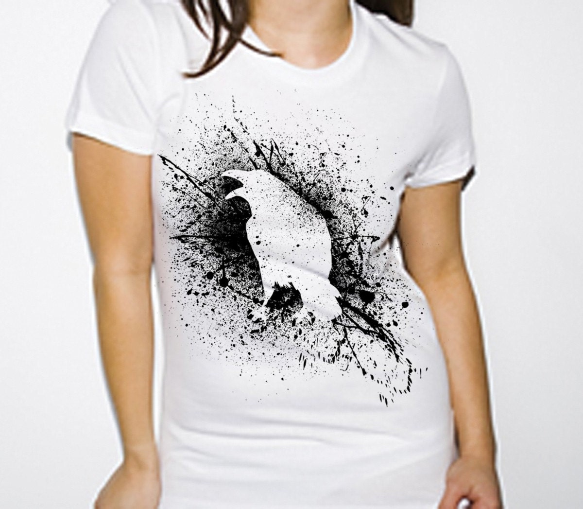 Raven Abstract TShirt - Mens and Womens American Apparel White S/M/L/XL