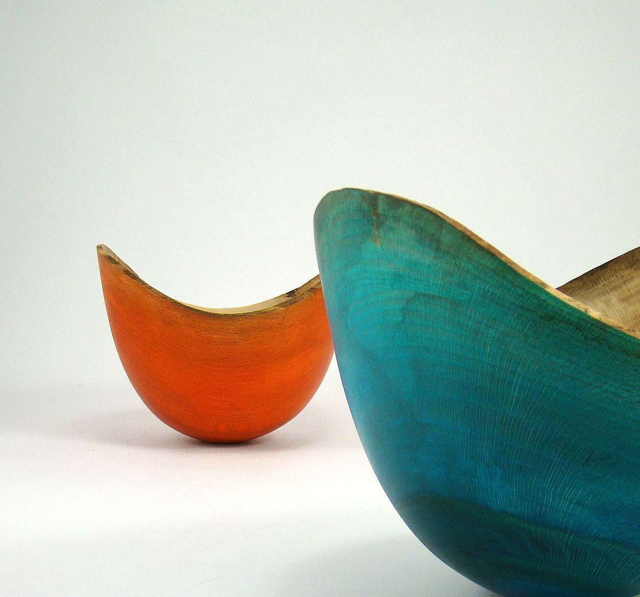 Beautiful Blue and October Orange VI - Sycamore Bowls