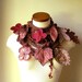Long and Leafy Scarf- Burnt Sienna with Burgundy Berries