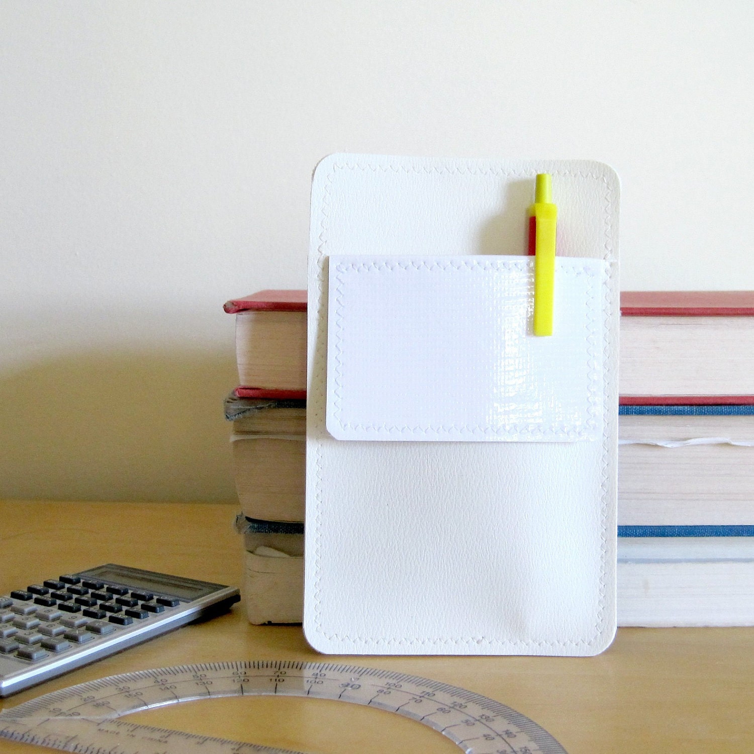 Nerd Power Vinyl Pocket Protector in adobe white by annebvinyl