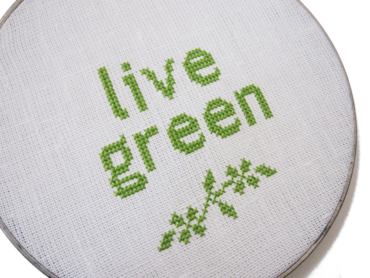 Live green modern cross stitch