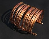 Copper Cuff Bracelet - Layered Bangles Bracelet - Nomad Gypsy - Handmade by me and each is ooak  - Unisex