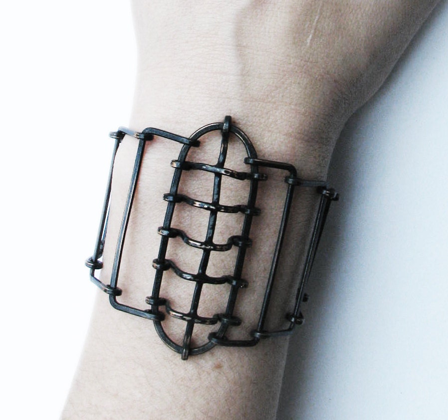 Cage Bracelet - Armor Jewelry - handmade out of copper - long version - handmade jewelry