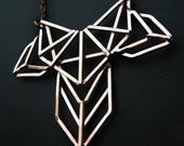 Copper Geometric Necklace - Art Deco Revival Necklace - Inspired by Armatures Bridge Structures and the contour of an Ivy leaf