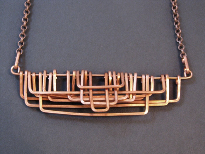Copper Necklace - Petra Design - Geometric Necklace - copper jewelry
