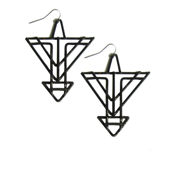 Geometric Arrow Earrings Art Deco Arrows made by JamieSpinello