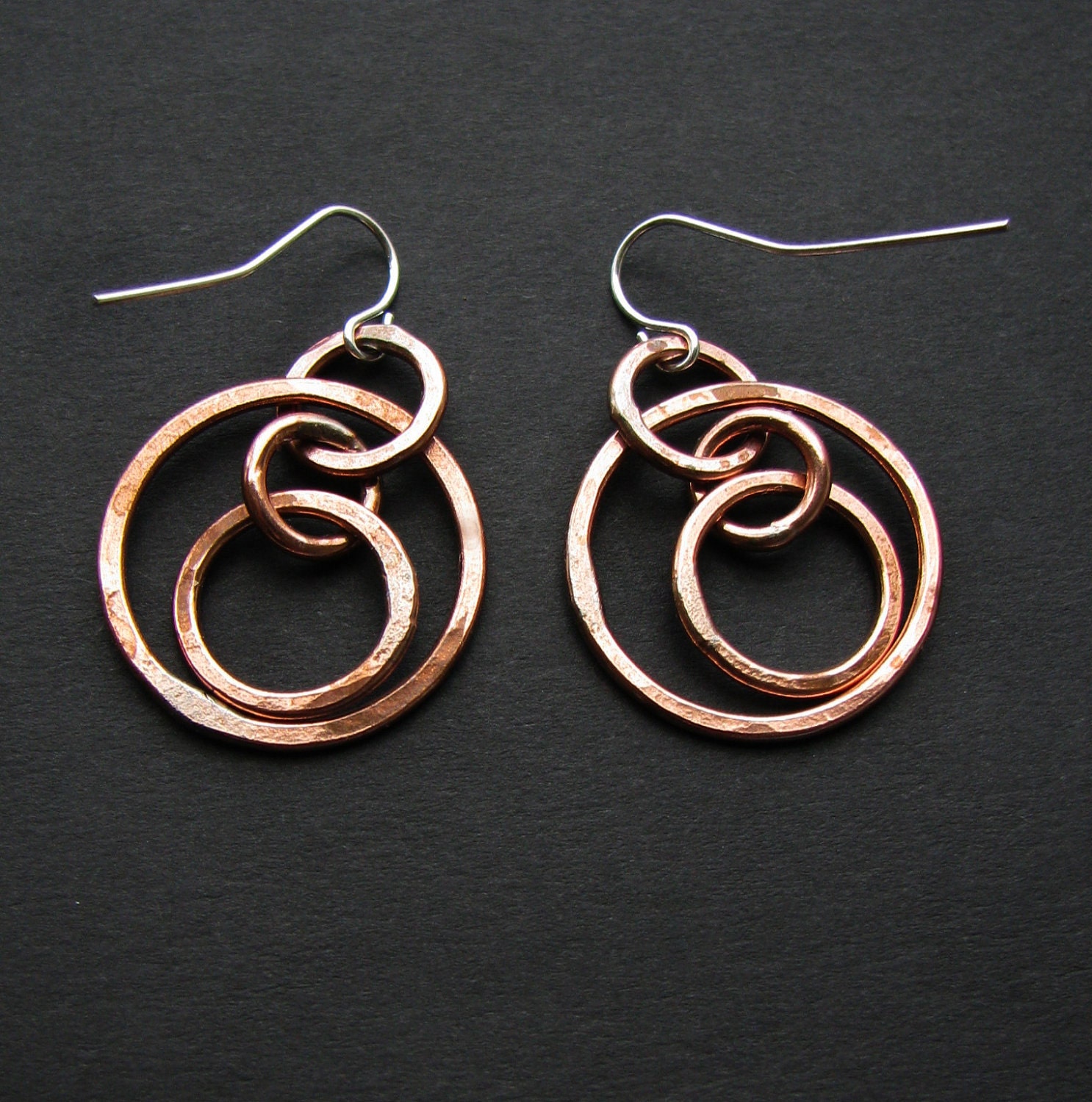 Copper earrings - Astronomical - Astrolabe Sundial Jewelry - Petite Armillary Earrings - Shiny finish - hand forged