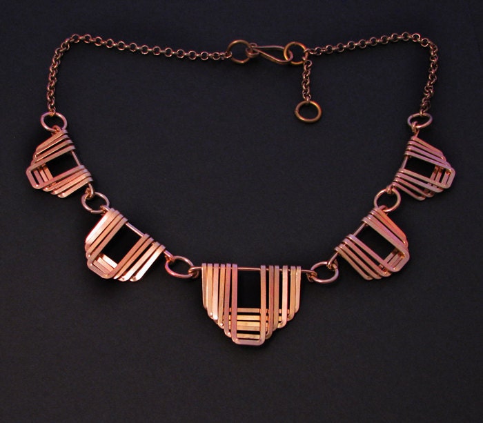 Copper Jewelry - Greek Motif Jewelry - Collar - Handmade Necklace - Bridal Jewelry - Wedding necklace