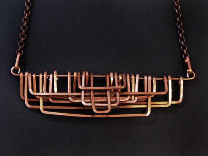 Copper Necklace - Petra Design - Geometric Necklace - copper jewelry