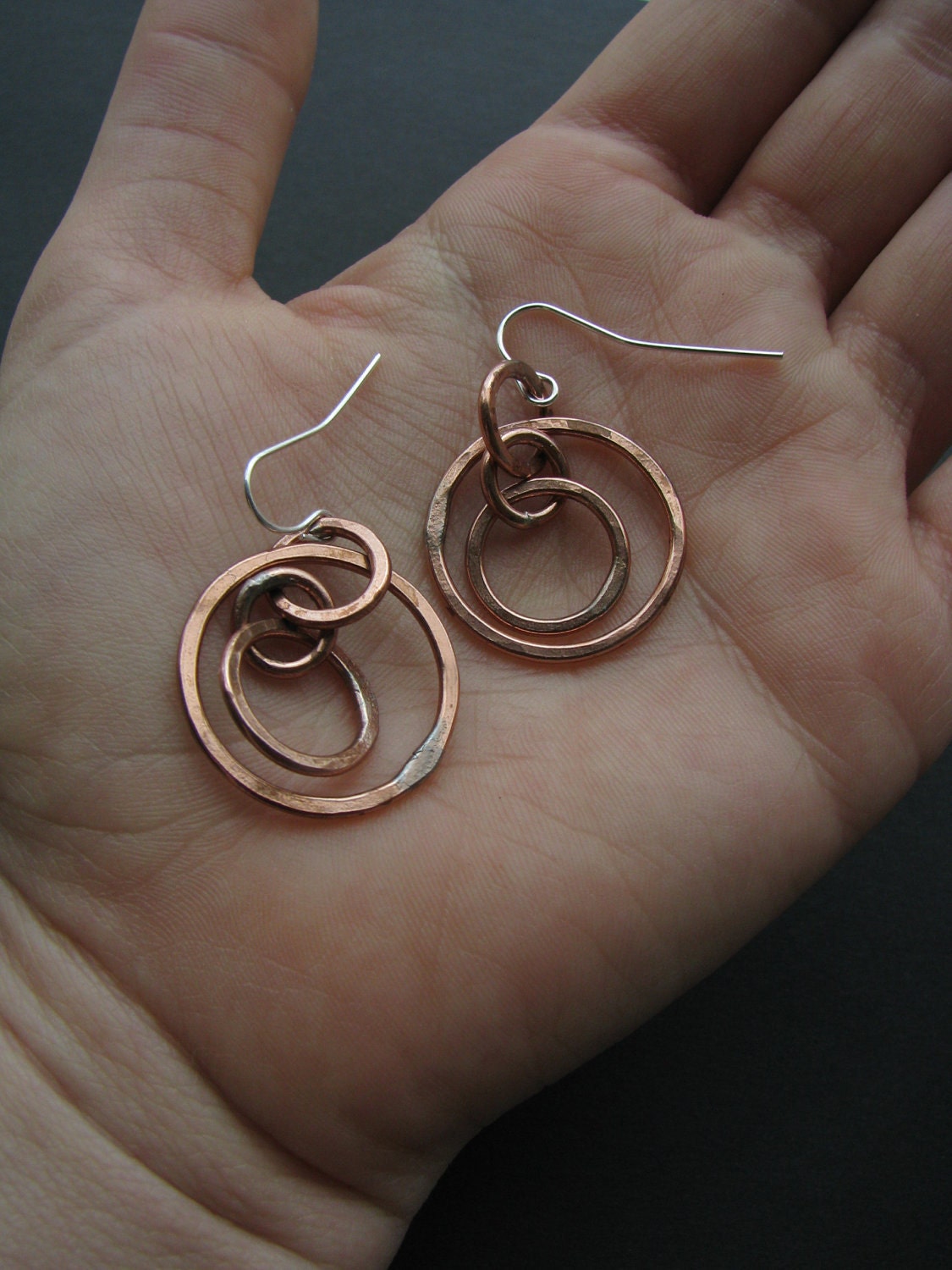 Copper earrings - Astronomical - Astrolabe Sundial Jewelry - Petite Armillary Earrings - Shiny finish - hand forged