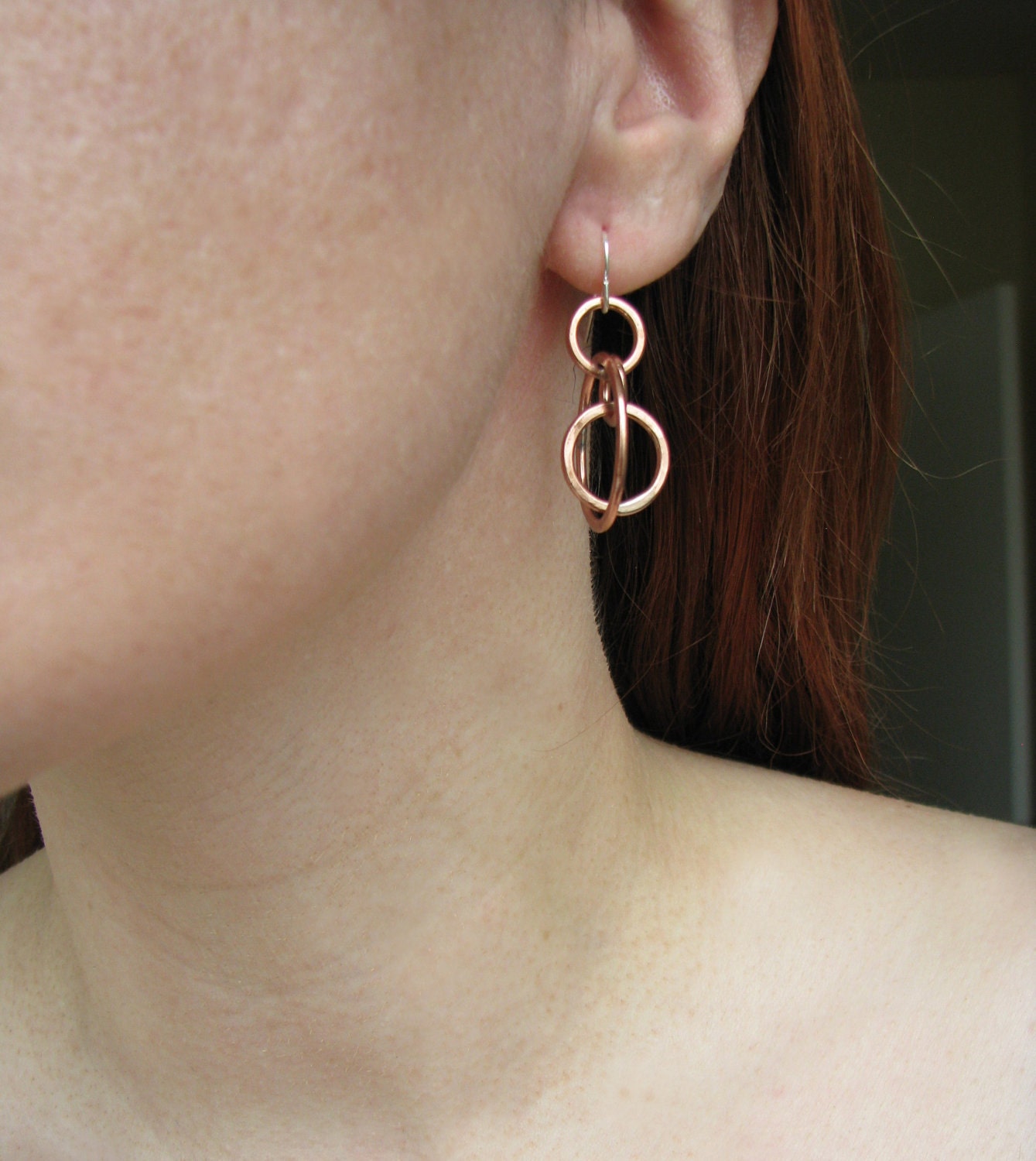 Copper earrings - Astronomical - Astrolabe Sundial Jewelry - Petite Armillary Earrings - Shiny finish - hand forged