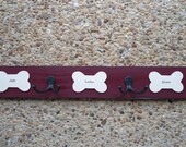 pet leash hooks, personalized, dog lovers leash hangers, with pups' names and double hook